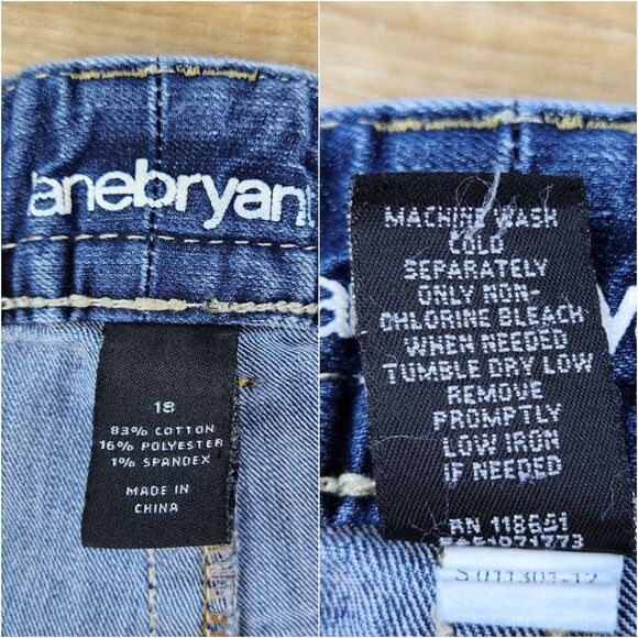 💇‍♀️Lane Bryant Blue Denim Tan Embroider Capri Jeans Size 18 - Picture 10 of 10